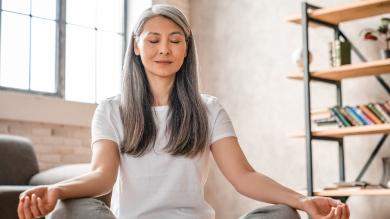 
		Employees do yoga in the office
	